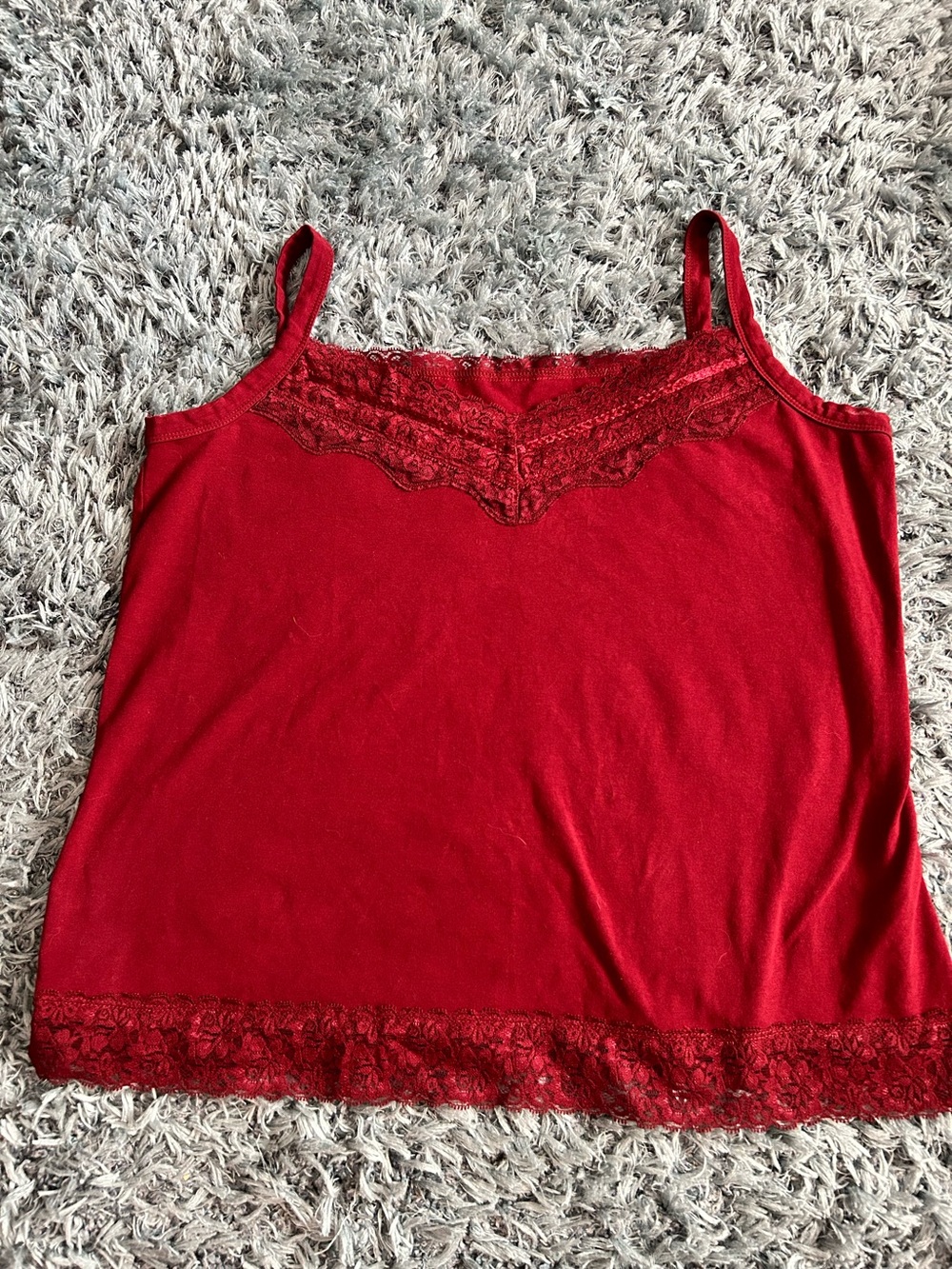 Addition Elle Women’s Red Lace-Trim Cami Tank Top